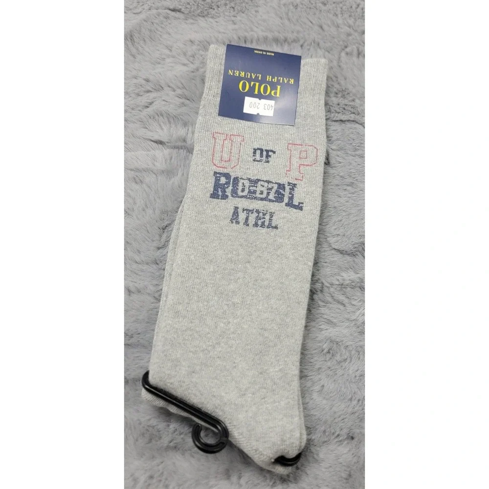 Polo Ralph Lauren Socks Mens 10-13 Gray U Of P R067L College Athl Mid Calf